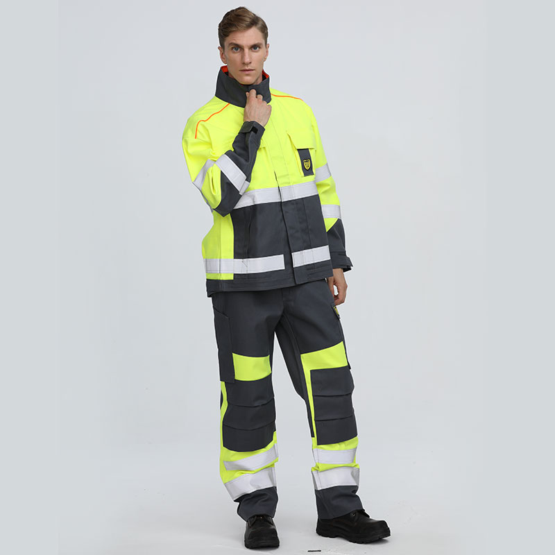 Cotton Polyester Fire Retardant Jacket And Pants Work Safety Suit